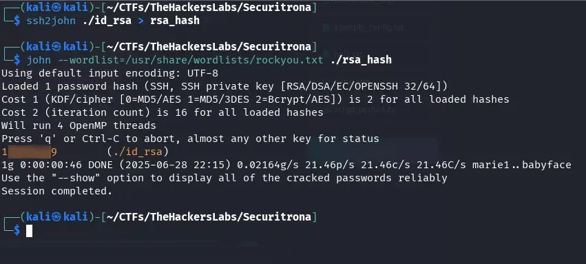 Crack passphrase id_rsa