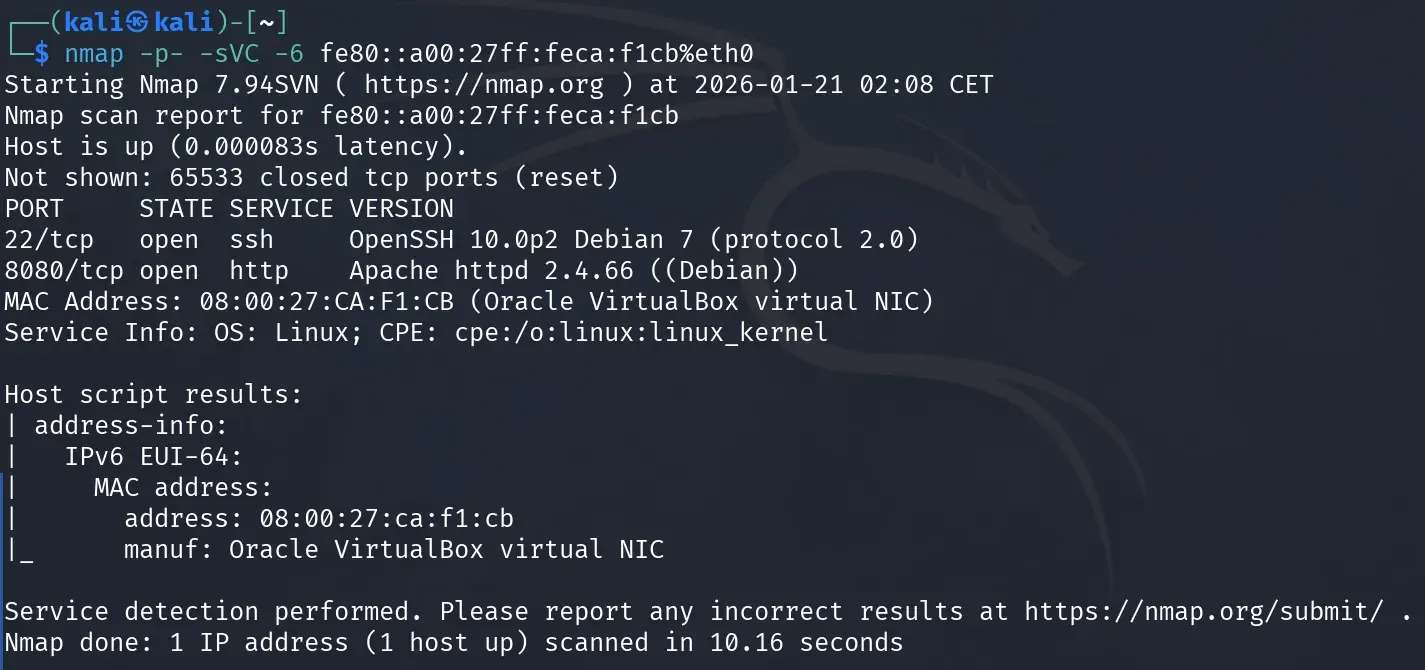 nmap to local ipv6