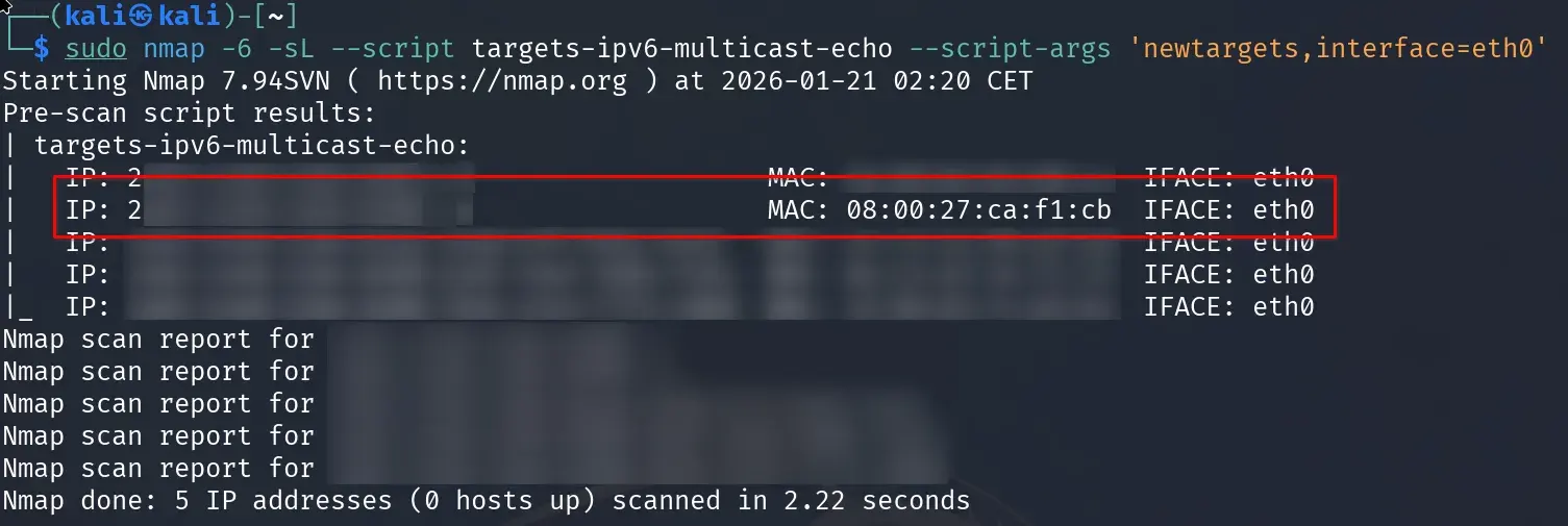 nmap targets-ipv6-multicast-echo result
