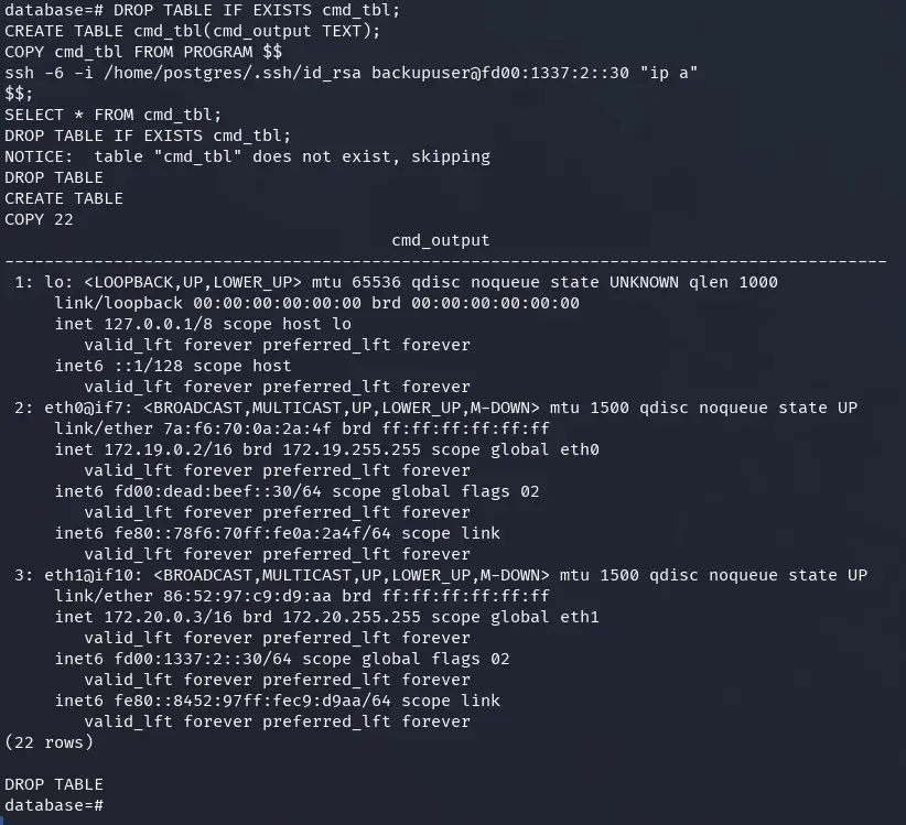 Backups container IP configuration
