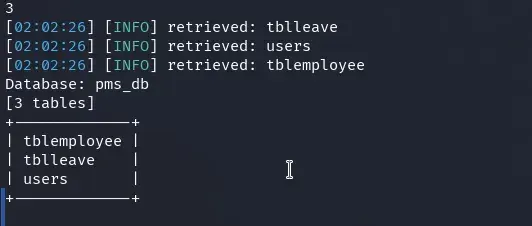 sqlmap tables