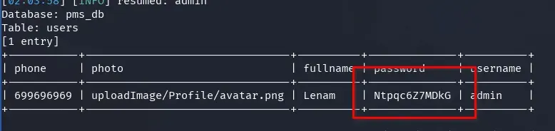 sqlmap table users