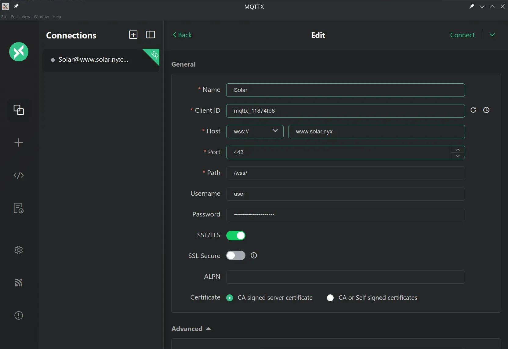 Configuració MQTT user