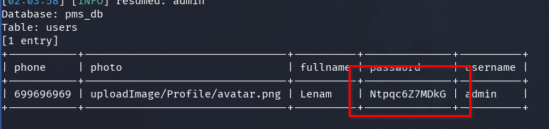 sqlmap table users